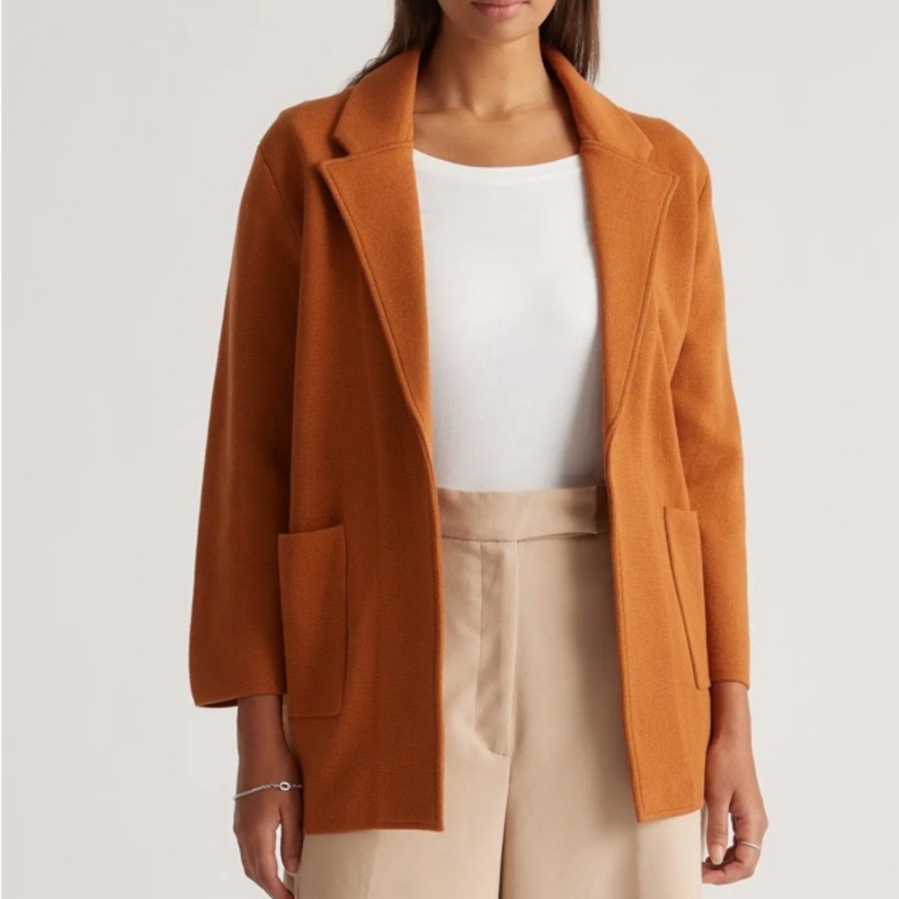NWT Quince 100% Organic Cotton Knit Blazer in Ginger